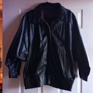 Used women black leather jacket